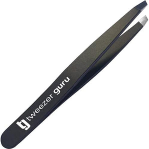 weezer Guru Precision Tweezers: Slant Point, for Eyebrows & Ingrown Hair Removal (Black)