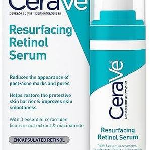 CeraVe Retinol Serum: Post-Acne Marks & Skin Texture Refining (1 Oz), Fragrance-Free, Non-Comedogenic