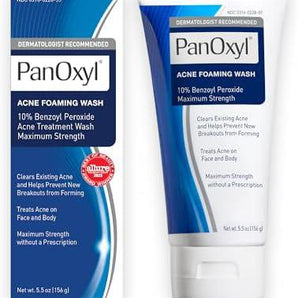 PanOxyl Acne Foaming Wash Benzoyl Peroxide 10% Maximum Strength Antimicrobial, 5.5 Oz