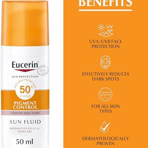 Eucerin Face Sunscreen: Pigment Control Sun Fluid SPF50+, Reduces Pigment Spots, 50ml