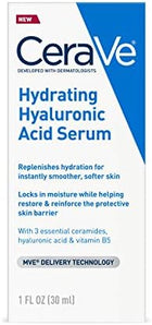 CeraVe Hyaluronic Acid Serum: Hydrating Face Serum with Vitamin B5 and Ceramides, Fragrance-Free (1 Ounce)