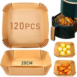 Fuwnvuwn 120Pcs Air Fryer Disposable Paper Liner: Square Baking Paper, Waterproof, 7.9 inch/20cm