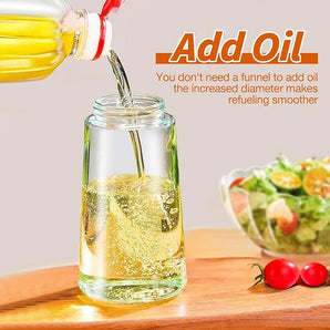 Oil Sprayer for Cooking, 2 in 1 Olive Oil Dispenser Bottle for Kitchen, 16oz/470ml Glass Oil Bottle with Premium Nozzle, Food-grade Oil Mister for Air Fryer, Salad, Frying, BBQ